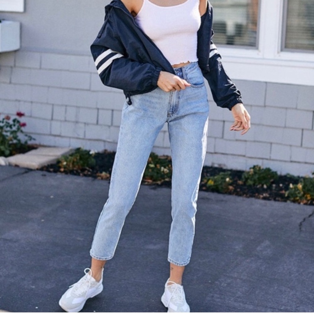 Brandy Melville High Waisted Distressed Denim Mom Jeans